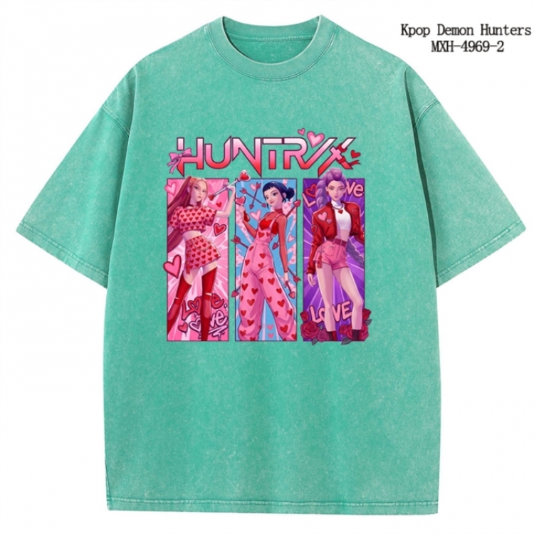 K-Pop:Demon Hunters Anime peripheral pure cotton washed and worn T-shirt from S to 2XL