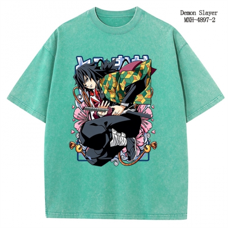 Demon Slayer Kimets Anime peripheral pure cotton washed and worn T-shirt from S to 2XL