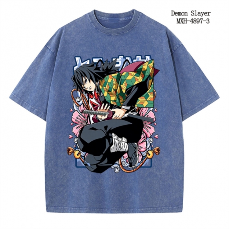 Demon Slayer Kimets Anime peripheral pure cotton washed and worn T-shirt from S to 2XL