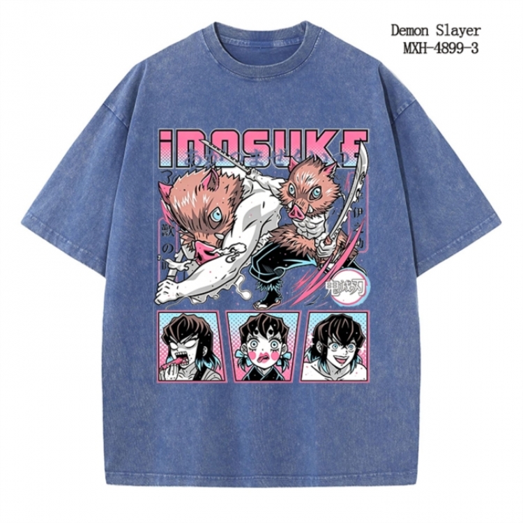 Demon Slayer Kimets Anime peripheral pure cotton washed and worn T-shirt from S to 2XL