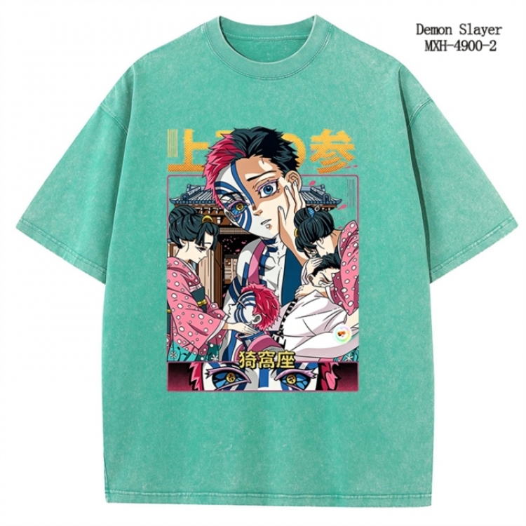 Demon Slayer Kimets Anime peripheral pure cotton washed and worn T-shirt from S to 2XL