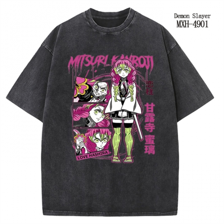 Demon Slayer Kimets Anime peripheral pure cotton washed and worn T-shirt from S to 2XL
