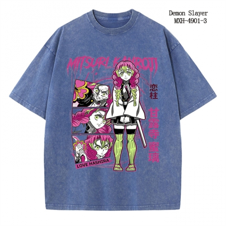 Demon Slayer Kimets Anime peripheral pure cotton washed and worn T-shirt from S to 2XL