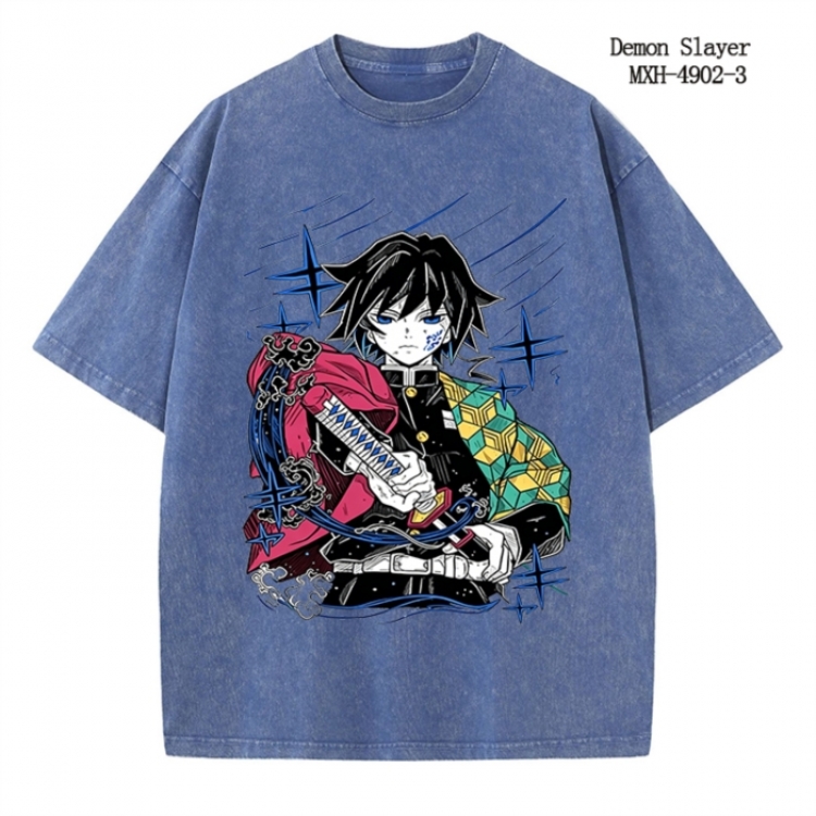 Demon Slayer Kimets Anime peripheral pure cotton washed and worn T-shirt from S to 2XL