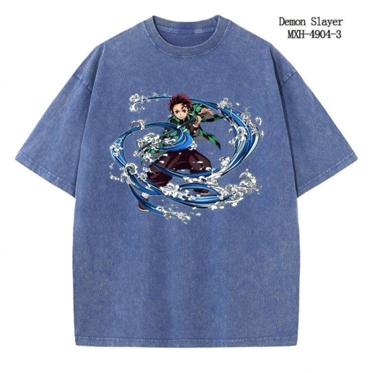 Demon Slayer Kimets Anime peripheral pure cotton washed and worn T-shirt from S to 2XL