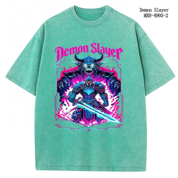 Demon Slayer Kimets Anime peripheral pure cotton washed and worn T-shirt from S to 2XL