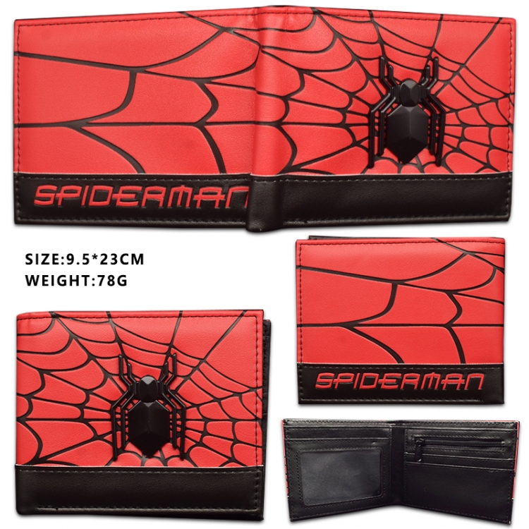 Spiderman  Hardware PU wallet short two-fold wallet 9.5X23CM 86G
