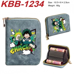 My Hero Academia Anime-themed bank card zipper cardholder with dimensions 10.5x8x2.5cm