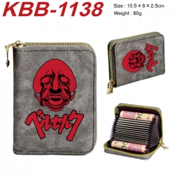 Berserk Anime-themed bank card zipper cardholder with dimensions 10.5x8x2.5cm