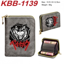 Berserk Anime-themed bank card zipper cardholder with dimensions 10.5x8x2.5cm