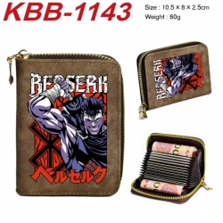 Berserk Anime-themed bank card zipper cardholder with dimensions 10.5x8x2.5cm