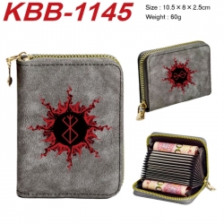 Berserk Anime-themed bank card zipper cardholder with dimensions 10.5x8x2.5cm