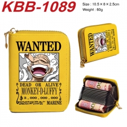 One Piece Anime-themed bank card zipper cardholder with dimensions 10.5x8x2.5cm