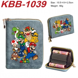 Super Mario Anime-themed bank card zipper cardholder with dimensions 10.5x8x2.5cm
