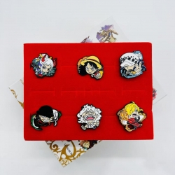 One Piece Anime peripheral badge brooch box  a set of 6 pieces