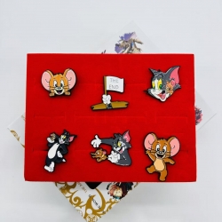 Tom and Jerry Anime peripheral badge brooch box  a set of 6 pieces