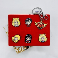 sailormoon Anime peripheral badge brooch keychain box set