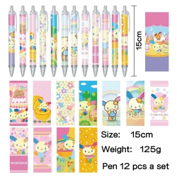 Sanrio Anime peripheral student color picture ballpoint pen neutral pen 15cm a set of 12