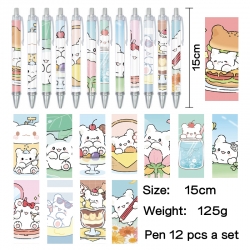 Hanamaru Anime peripheral student color picture ballpoint pen neutral pen 15cm a set of 12