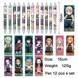 Demon Slayer Kimets Anime peripheral student color picture ballpoint pen neutral pen 15cm a set of 12
