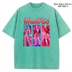 K-Pop:Demon Hunters Anime peripheral pure cotton washed and worn T-shirt from S to 2XL