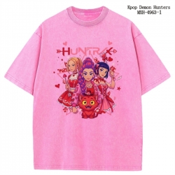 K-Pop:Demon Hunters Anime peripheral pure cotton washed and worn T-shirt from S to 2XL