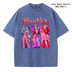 K-Pop:Demon Hunters Anime peripheral pure cotton washed and worn T-shirt from S to 2XL