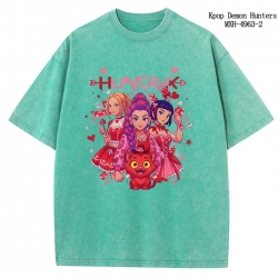 K-Pop:Demon Hunters Anime peripheral pure cotton washed and worn T-shirt from S to 2XL
