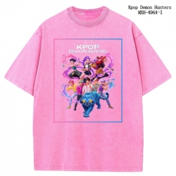 K-Pop:Demon Hunters Anime peripheral pure cotton washed and worn T-shirt from S to 2XL