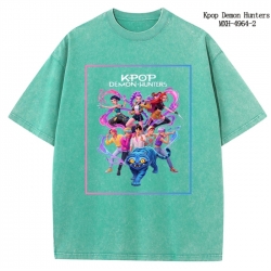 K-Pop:Demon Hunters Anime peripheral pure cotton washed and worn T-shirt from S to 2XL