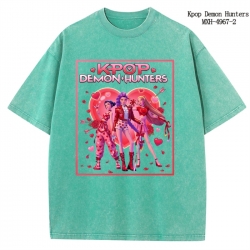 K-Pop:Demon Hunters Anime peripheral pure cotton washed and worn T-shirt from S to 2XL
