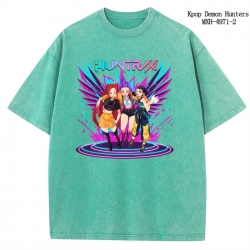 K-Pop:Demon Hunters Anime peripheral pure cotton washed and worn T-shirt from S to 2XL