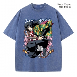 Demon Slayer Kimets Anime peripheral pure cotton washed and worn T-shirt from S to 2XL