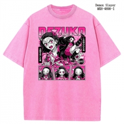 Demon Slayer Kimets Anime peripheral pure cotton washed and worn T-shirt from S to 2XL