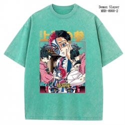 Demon Slayer Kimets Anime peripheral pure cotton washed and worn T-shirt from S to 2XL