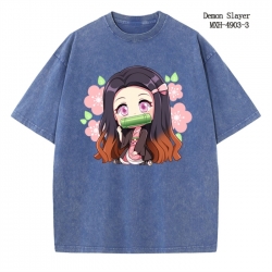Demon Slayer Kimets Anime peripheral pure cotton washed and worn T-shirt from S to 2XL