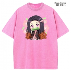 Demon Slayer Kimets Anime peripheral pure cotton washed and worn T-shirt from S to 2XL