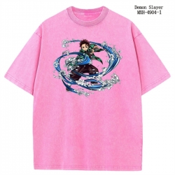 Demon Slayer Kimets Anime peripheral pure cotton washed and worn T-shirt from S to 2XL