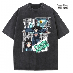 Demon Slayer Kimets Anime peripheral pure cotton washed and worn T-shirt from S to 2XL