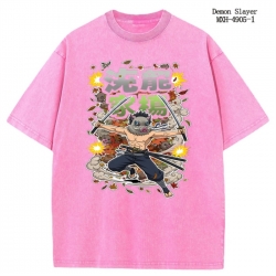 Demon Slayer Kimets Anime peripheral pure cotton washed and worn T-shirt from S to 2XL