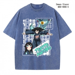 Demon Slayer Kimets Anime peripheral pure cotton washed and worn T-shirt from S to 2XL