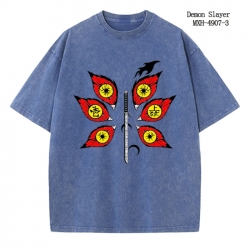 Demon Slayer Kimets Anime peripheral pure cotton washed and worn T-shirt from S to 2XL