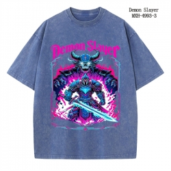 Demon Slayer Kimets Anime peripheral pure cotton washed and worn T-shirt from S to 2XL
