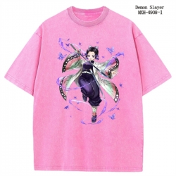 Demon Slayer Kimets Anime peripheral pure cotton washed and worn T-shirt from S to 2XL