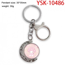Sanrio Anime double-sided crystal rotating gemstone keychain pendant price for 5 pcs