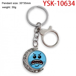 Rick and Morty Anime double-sided crystal rotating gemstone keychain pendant price for 5 pcs