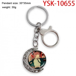 Chainsaw Man Anime double-sided crystal rotating gemstone keychain pendant price for 5 pcs