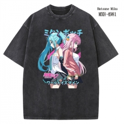 Hatsune Miku Anime peripheral pure cotton washed and worn T-shirt from S to 2XL
