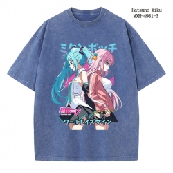 Hatsune Miku Anime peripheral pure cotton washed and worn T-shirt from S to 2XL