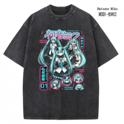 Hatsune Miku Anime peripheral pure cotton washed and worn T-shirt from S to 2XL